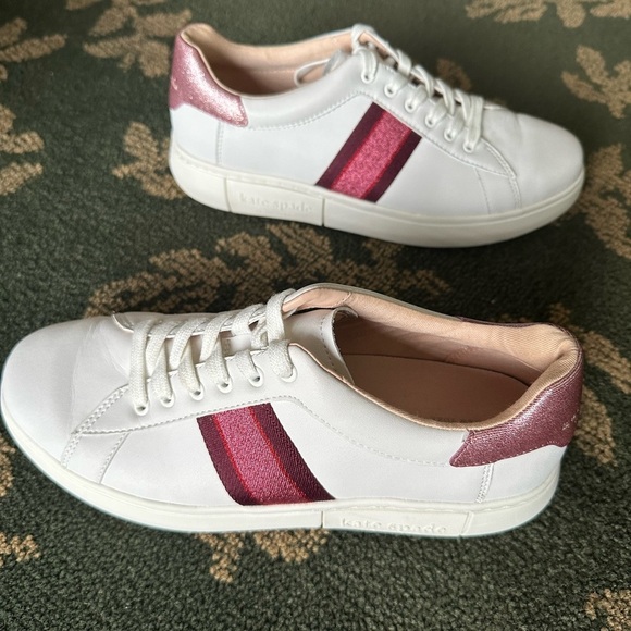 Kate Spade White and Burgundy Women's Sneakers size 10B - Picture 6 of 11